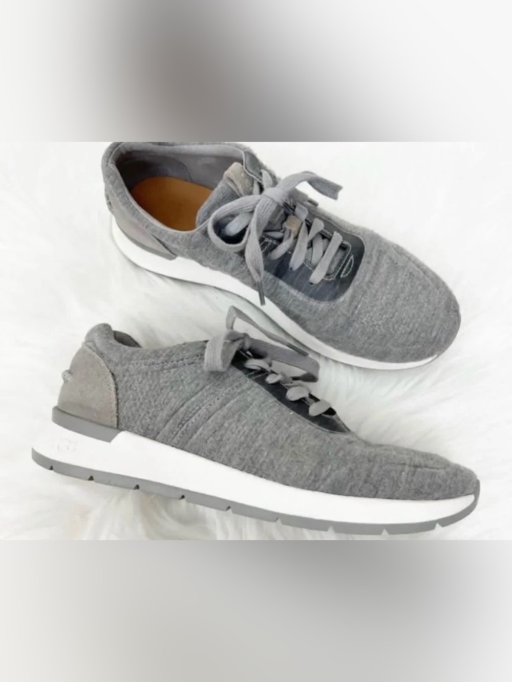 UGG - Womens Adaleen Jersey Sneaker Gray Knit Lace-Up size 8